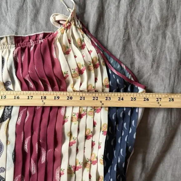 ML Monique Lhuillier Tapestry Pleated Maxi Dress 20W Retail $595 Boho Luxury - Picture 6 of 8